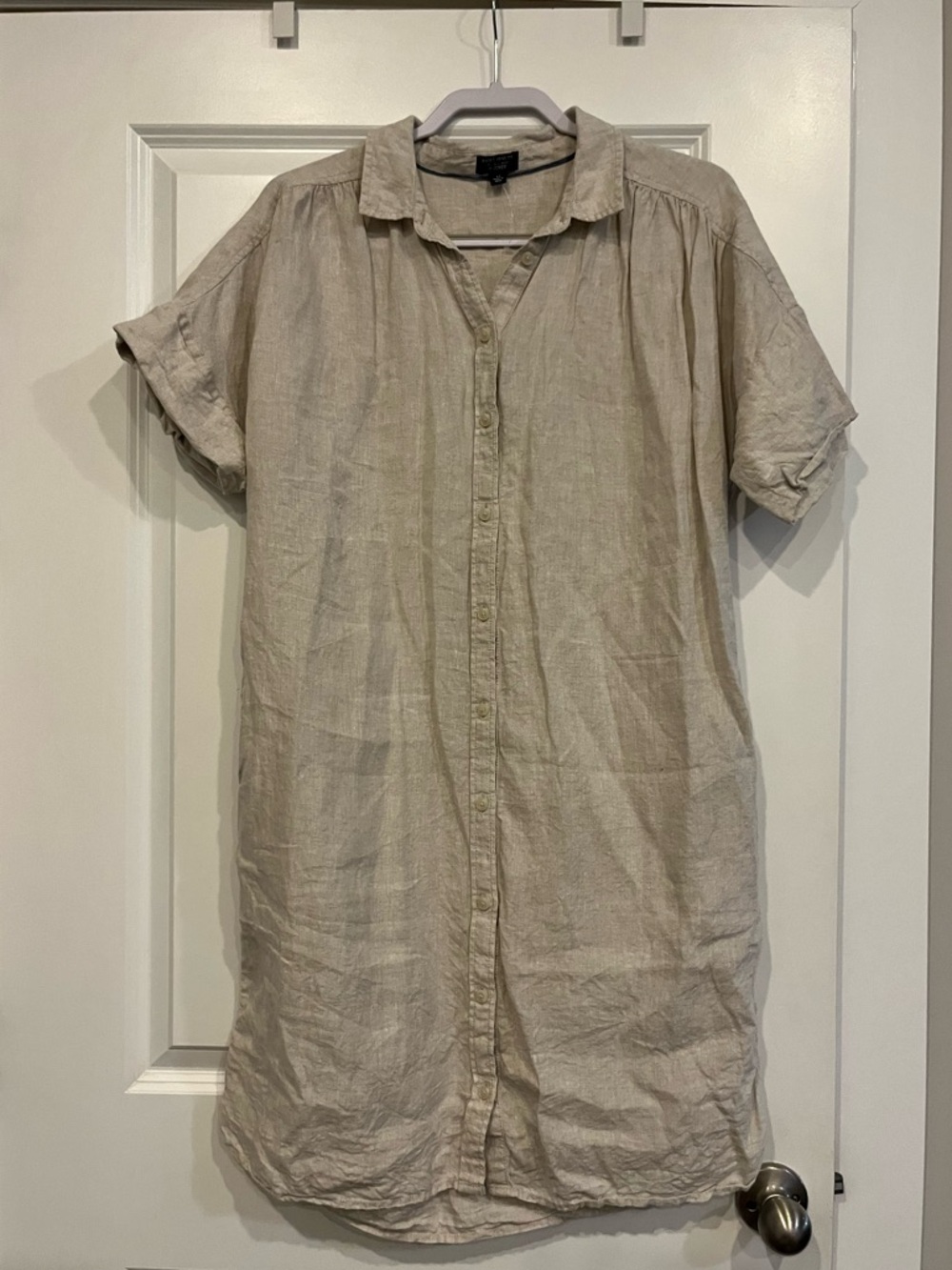 Baird mcnutt Irish linen for j. Crew shirt dress Size large khaki tan shirt